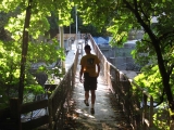 Jeff crossing the dam. The first of many joggers.