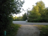 The only blacktop on the run. This is the parking lot for the rowing centre.