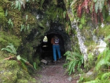 Jeff pretending to explore the spooky tunnel