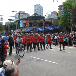 Every parade needs Mounties in traditional dress.