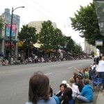 The crowd gathers at 11 a.m.