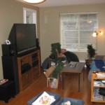 Jeff and Jason begin assembling the never-needs-watering tree. xmastree1