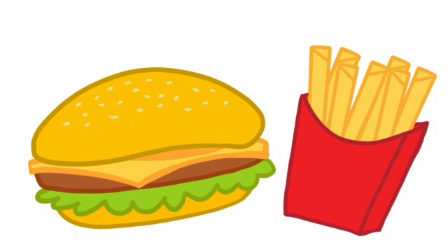 Hamburger and fries