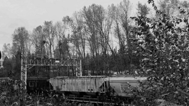 Train passing near Braid St. Station, New Westminster