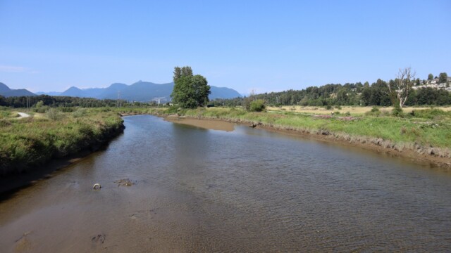 Coquitlam River, running very low, with bonus tire Coquitlam River, running very low