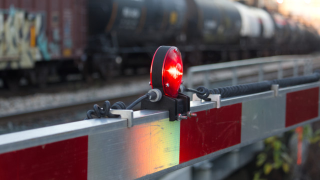 Stuck behind a train at the end of our outing