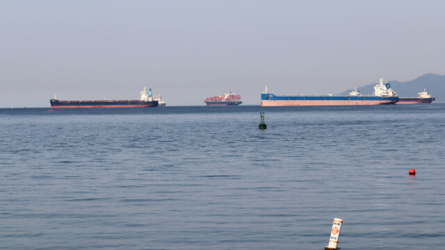 Ships in English Bay