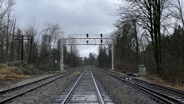 Triple tracks. A train came by about 30 seconds later, I could feel the rumble while taking the photo.