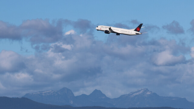 Air Canada jet taking off from YVR.